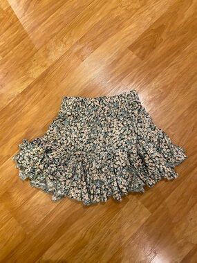 Aeropostale Green Daisy Smocked Ruffle Mini Skirt
